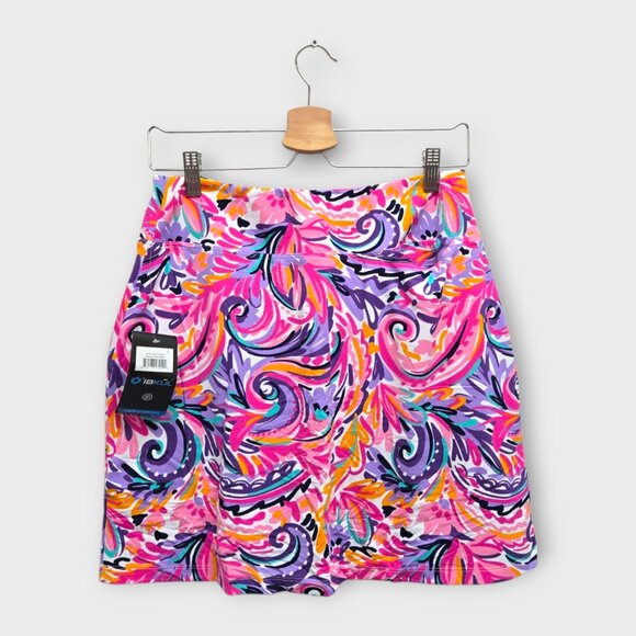 IBKUL Golf Women's Skort Aubrey Print (Purple/Pink/Orange) - Small - Picture 2 of 2